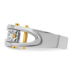 14k Two-tone Mens Polished Grooved Channel-set 5-Stone Ring Mounting, Mounting Only - Sophia Jewelers