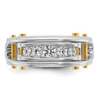 14k Two-tone Mens Polished Grooved Channel-set 5-Stone 1/2 Carat AA Diamond Ring - Sophia Jewelers