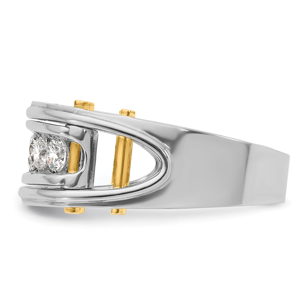 14k Two-tone Mens Polished Grooved Channel-set 5-Stone 1 Carat AA Diamond Ring - Sophia Jewelers