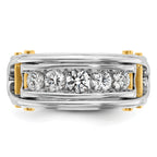 14k Two-tone Mens Polished Grooved Channel-set 5-Stone 1 Carat AA Diamond Ring - Sophia Jewelers
