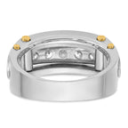 14k Two-tone Mens Polished Grooved Channel-set 5-Stone 1 Carat AA Diamond Ring - Sophia Jewelers