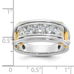 14k Two-tone Mens Polished Grooved Channel-set 5-Stone 1 Carat AA Diamond Ring - Sophia Jewelers