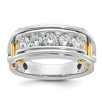 14k Two-tone Mens Polished Grooved Channel-set 5-Stone Ring Mounting, Mounting Only - Sophia Jewelers