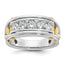 14k Two-tone Mens Polished Grooved Channel-set 5-Stone Ring Mounting, Mounting Only - Sophia Jewelers