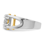 14k Two-tone Mens Polished Grooved Channel-set 3-Stone 1/2 Carat AA Diamond Ring - Sophia Jewelers