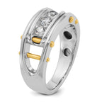 14k Two-tone Mens Polished Grooved Channel-set 3-Stone 1/2 Carat AA Diamond Ring - Sophia Jewelers