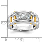 14k Two-tone Mens Polished Grooved Channel-set 3-Stone 1/2 Carat AA Diamond Ring - Sophia Jewelers