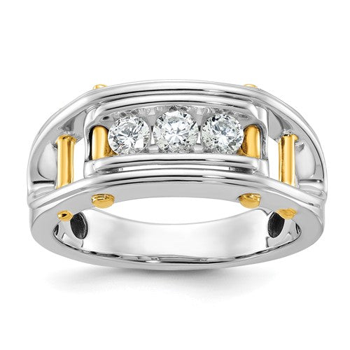 Men's Three-Stone Lab-Grown Diamond Ring in 14K Two-Tone Gold, 3.4mm (1/2 ct. tw.), Size 10 - Sophia Jewelers Main image