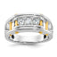 14k Two-tone Mens Polished Grooved Channel-set 3-Stone Ring Mounting, Mounting Only - Sophia Jewelers