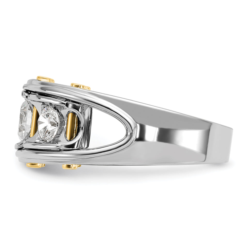 14k Two-tone Men's Polished 3-Stone 1 Carat AA Quality Diamond Ring - Sophia Jewelers