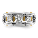 14k Two-tone Men's Polished 3-Stone 1 Carat AA Quality Diamond Ring - Sophia Jewelers