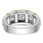 14k Two-tone Mens Polished 3-Stone Ring Mounting, Mounting Only - Sophia Jewelers