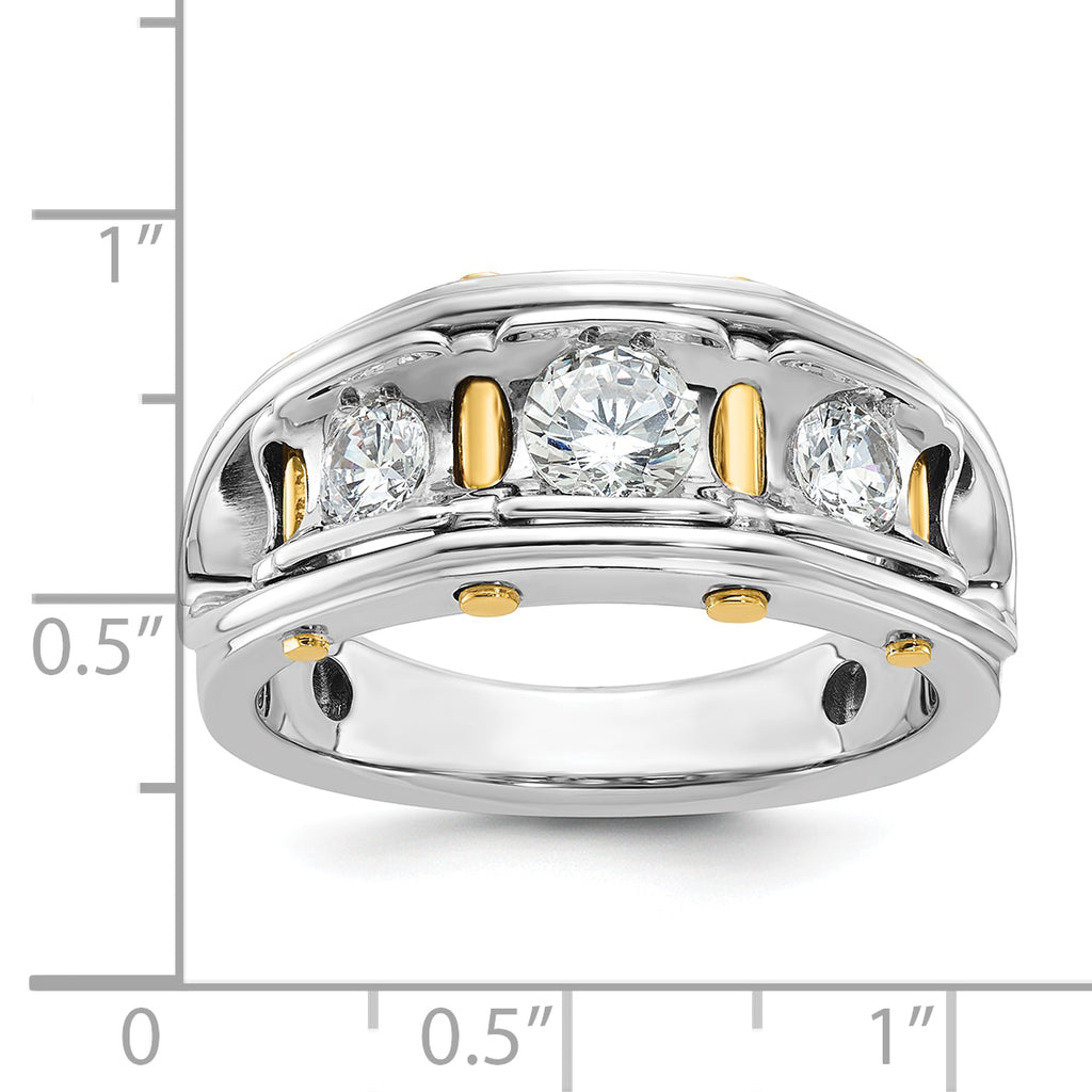 14k Two-tone Men's Polished 3-Stone 1 Carat AA Quality Diamond Ring - Sophia Jewelers