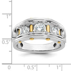 14k Two-tone Men's Polished 3-Stone 1 Carat AA Quality Diamond Ring - Sophia Jewelers