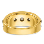 14k Two-tone Men's Polished and Grooved 3-Stone 3/4 Carat AA Quality Diamond Ring - Sophia Jewelers