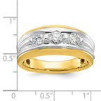 14k Two-tone Men's Polished and Grooved 3-Stone 3/4 Carat AA Quality Diamond Ring - Sophia Jewelers