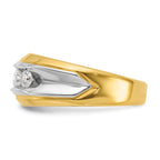14k Two-tone Men's Polished and Grooved 5-Stone Ring Mounting, Mounting Only - Sophia Jewelers