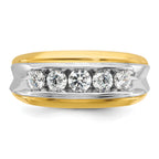 14k Two-tone Men's Polished and Grooved 5-Stone 1 Carat AA Quality Diamond Ring - Sophia Jewelers