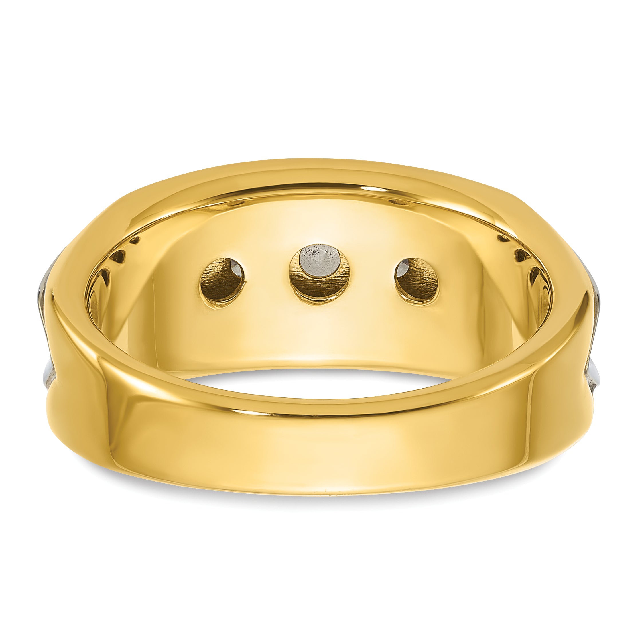 14k Two-tone Men's Polished and Grooved 5-Stone 1 Carat AA Quality Diamond Ring - Sophia Jewelers