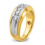 14k Two-tone Men's Polished and Grooved 5-Stone 1 Carat AA Quality Diamond Ring - Sophia Jewelers