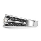 14k White Gold with Black Rhodium Men's Polished and Textured Square 5-Stone 3/4 Carat AA Quality Di - Sophia Jewelers