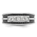 10k White Gold Mens Polished and Textured 5-Stone Ring Mounting, Mounting Only - Sophia Jewelers