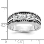 14k White Gold with Black Rhodium Men's Polished and Textured Square 5-Stone 3/4 Carat AA Quality Di - Sophia Jewelers