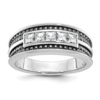 14k White Gold Men's Polished and Textured Square 5-Stone Ring Mounting, Mounting Only - Sophia Jewelers