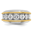 14k Two-tone Men's Polished 7-Stone 3 Carat AA Quality Diamond Ring - Sophia Jewelers