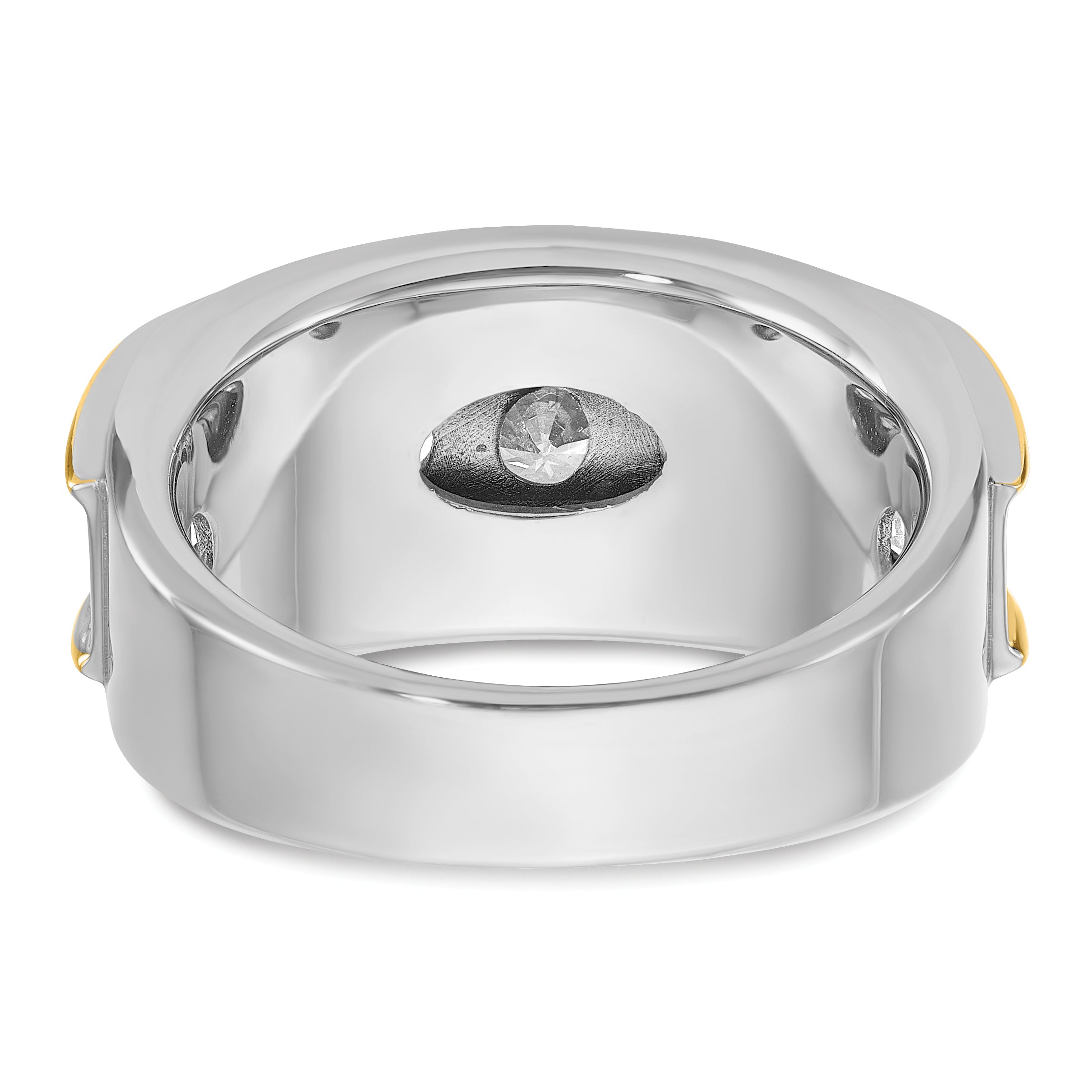 14k Two-tone Mens Polished 7-Stone Channel Ring Mounting, Mounting Only - Sophia Jewelers