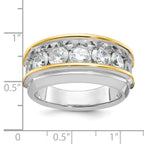 14k Two-tone Men's Polished 7-Stone 3 Carat AA Quality Diamond Ring - Sophia Jewelers