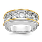 14k Two-tone Mens Polished 7-Stone Channel Ring Mounting, Mounting Only - Sophia Jewelers