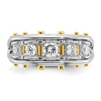 14k Two-tone Mens Polished Channel-set 5-Stone Ring Mounting, Mounting Only - Sophia Jewelers