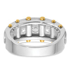 14k Two-tone Mens Polished Channel-set 5-Stone Ring Mounting, Mounting Only - Sophia Jewelers