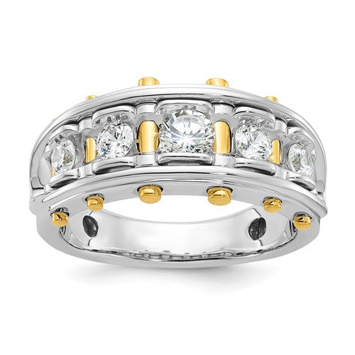 Men's Lab-Grown Diamond Ring in 14K Two-Tone Gold, 13.05mm (1 ct.), Size 10 - Sophia Jewelers