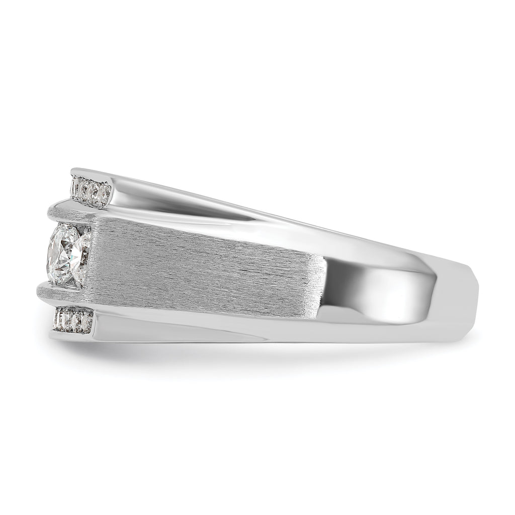 14k White Gold Mens Polished and Satin 3-Row Ring Mounting, Mounting Only - Sophia Jewelers