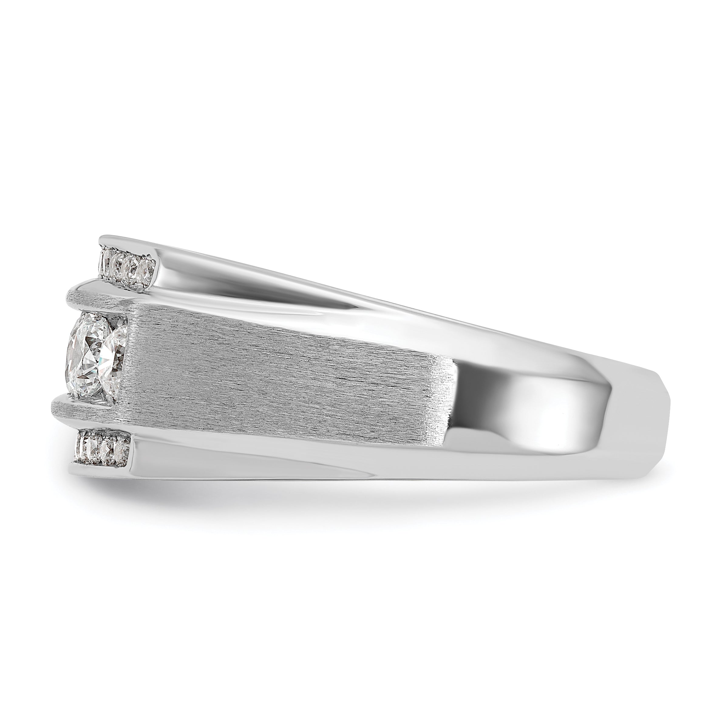 14k White Gold Mens Polished and Satin 3-Row Ring Mounting, Mounting Only - Sophia Jewelers
