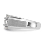 14k White Gold Men's Polished and Satin 3-Row 2 1/8 Carat AA Quality Diamond Ring - Sophia Jewelers