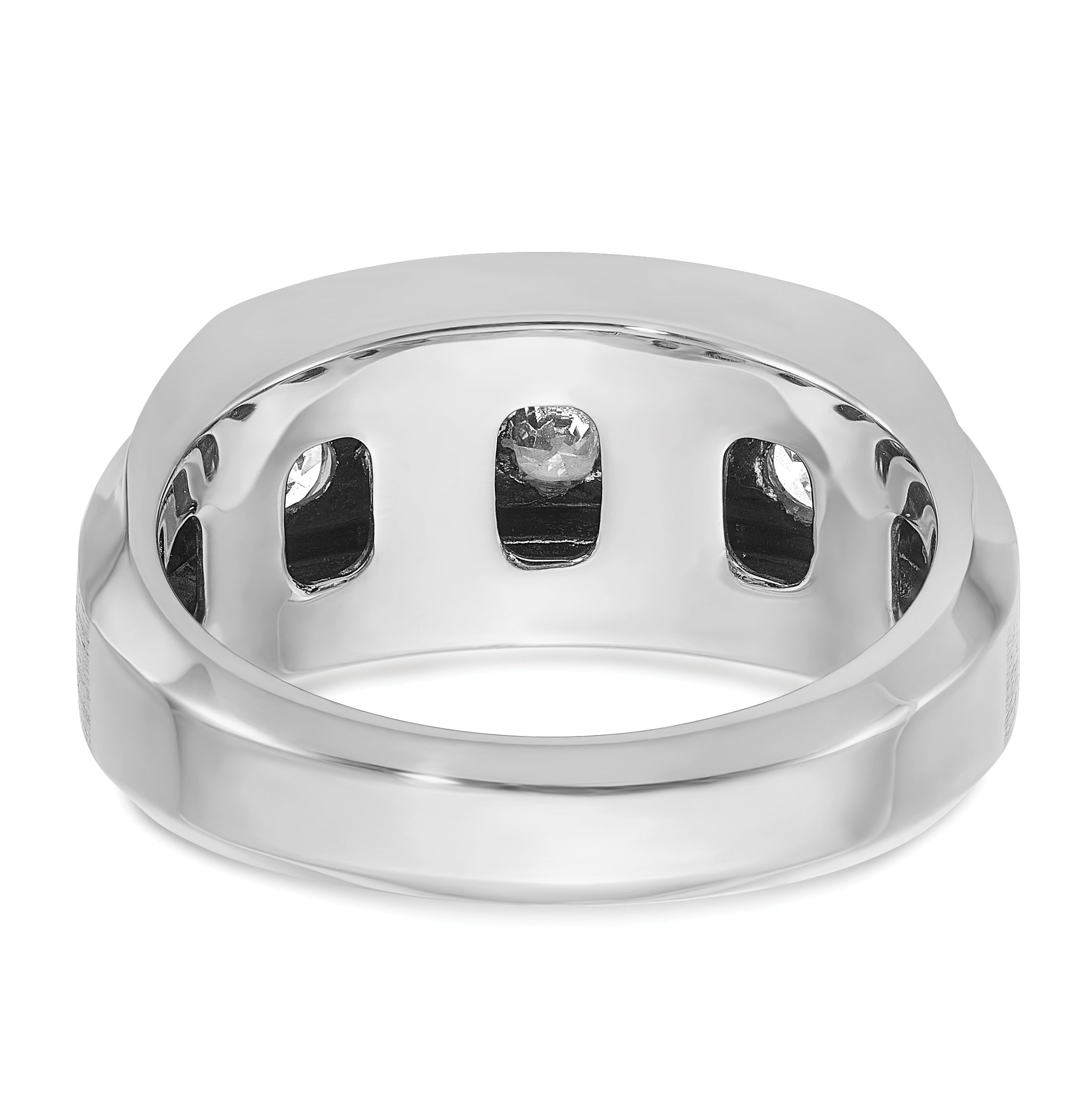 10k White Gold 1 7/8 carat Lab Grown Diamond VS/SI+ G+ Complete Polished and Satin Three Row Men's R - Sophia Jewelers