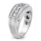 10k White Gold 1 7/8 carat Lab Grown Diamond VS/SI+ G+ Complete Polished and Satin Three Row Men's R - Sophia Jewelers