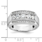 14k White Gold Mens Polished and Satin 3-Row Ring Mounting, Mounting Only - Sophia Jewelers
