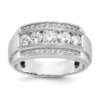 14k White Gold Men's Polished and Satin 3-Row 2 1/8 Carat AA Quality Diamond Ring - Sophia Jewelers