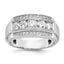 14k White Gold Men's Polished and Satin 3-Row 2 1/8 Carat AA Quality Diamond Ring - Sophia Jewelers