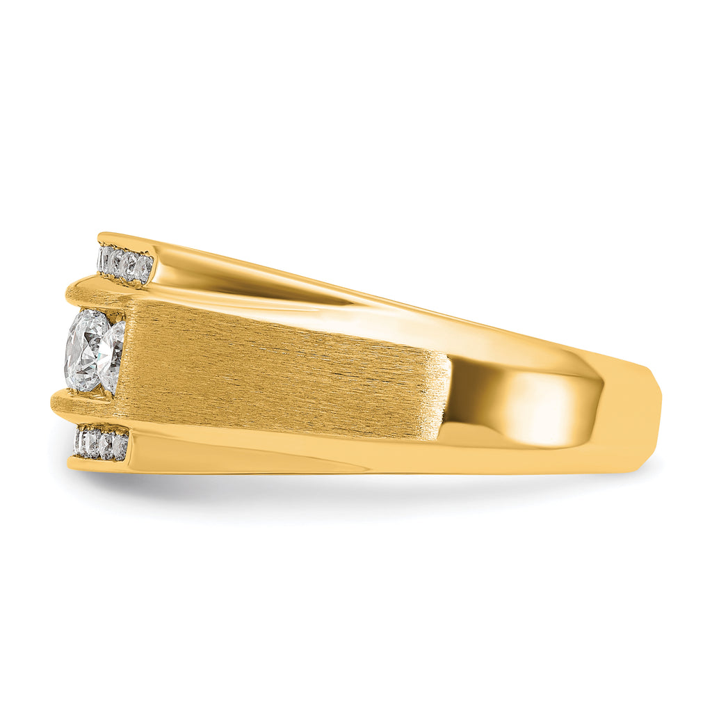 14k 1 7/8 carat Lab Grown Diamond VS/SI+ G+ Complete Polished and Satin Three Row Men's Ring - Sophia Jewelers