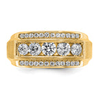 14k 1 7/8 carat Lab Grown Diamond VS/SI+ G+ Complete Polished and Satin Three Row Men's Ring - Sophia Jewelers