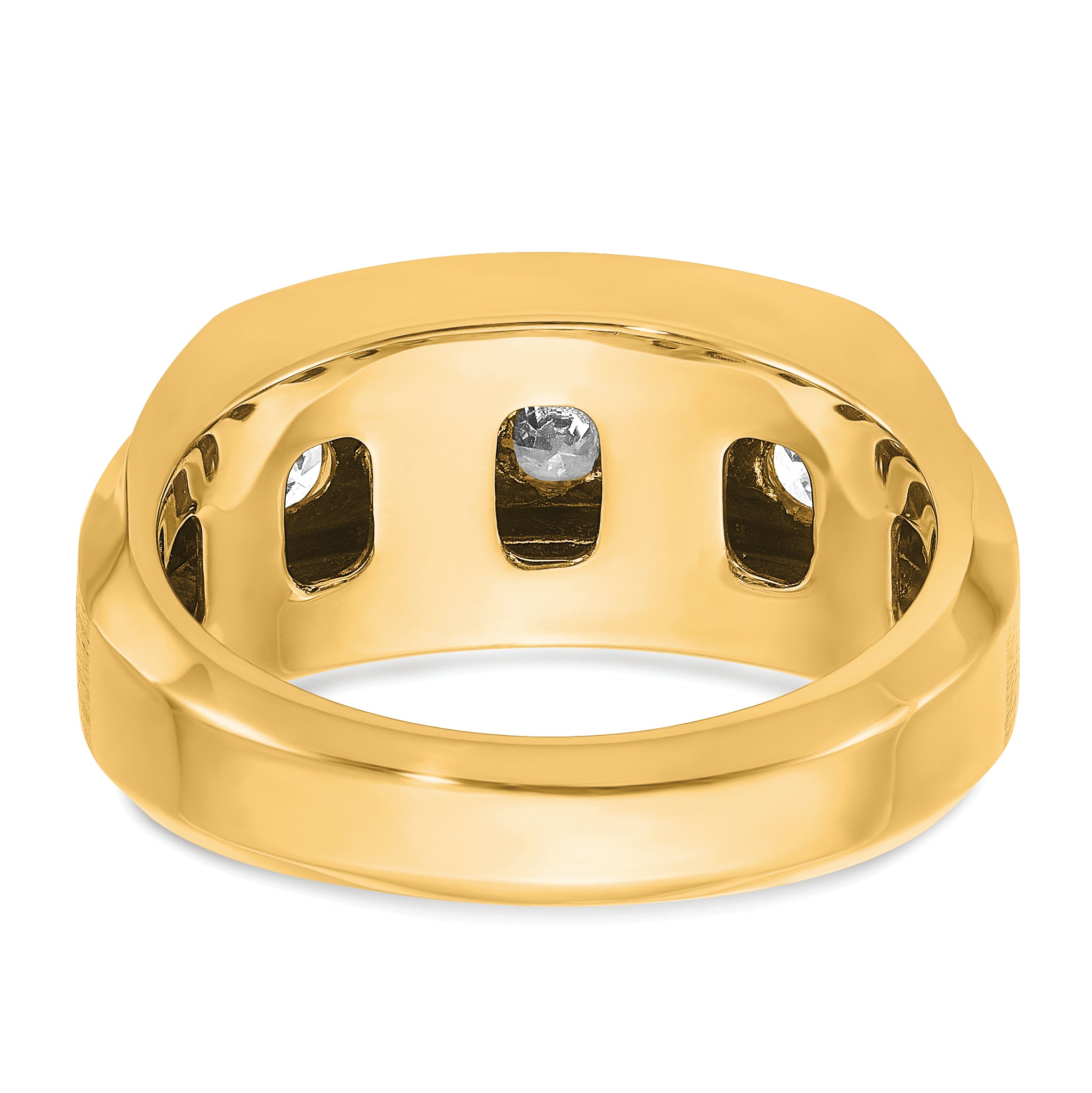 14k 1 7/8 carat Lab Grown Diamond VS/SI+ G+ Complete Polished and Satin Three Row Men's Ring - Sophia Jewelers