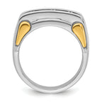 14k Two-tone Men's Polished 3-Stone Ring Mounting (No Stones Included)