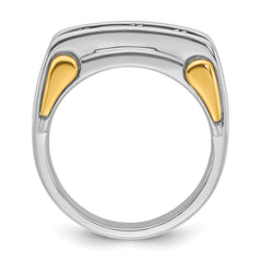 14k Two-tone Men's Polished 3-Stone Ring Mounting (No Stones Included)