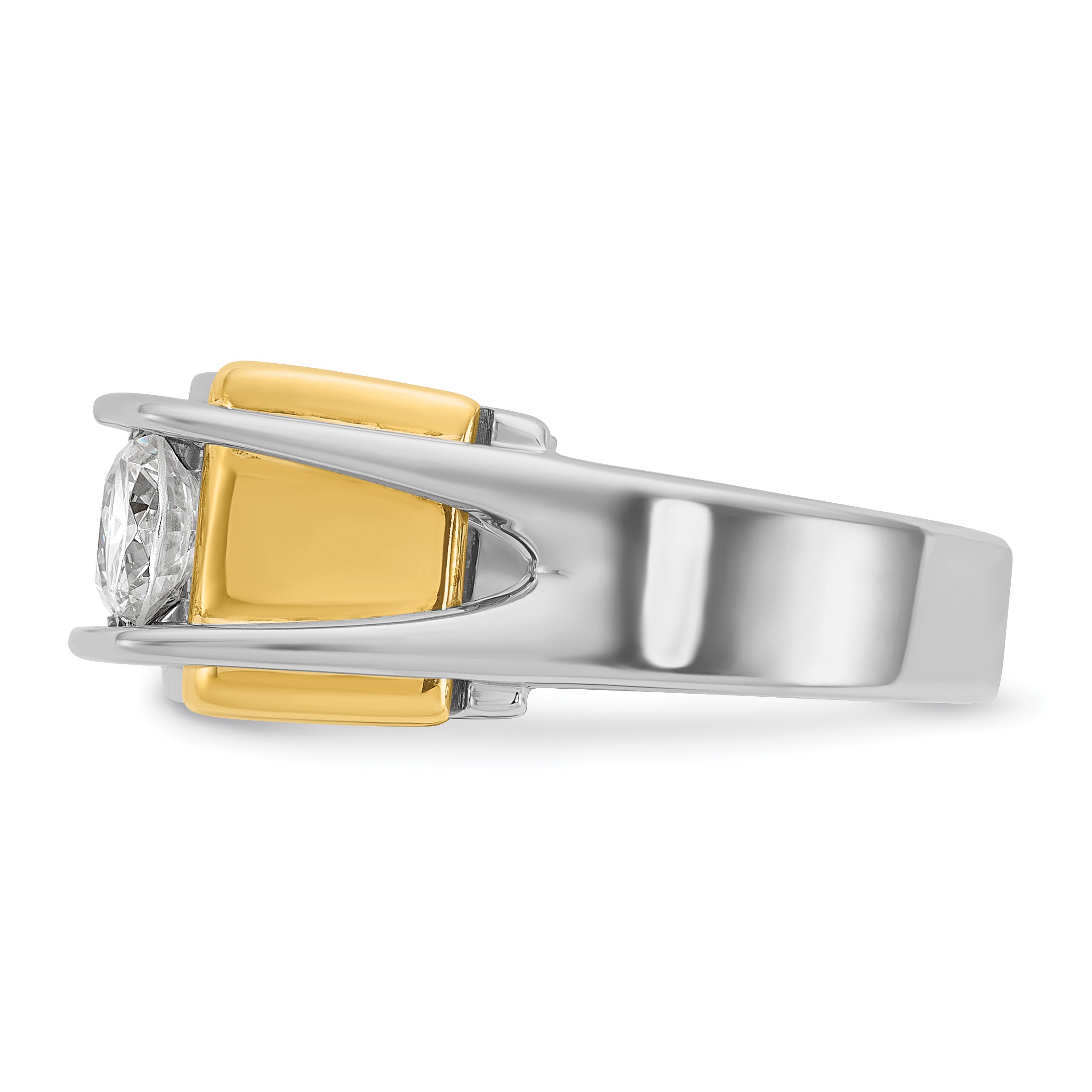 14k Two-tone Men's Polished 3-Stone Ring Mounting (No Stones Included)