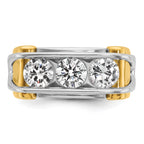 14k Two-tone Men's Polished 3-Stone Ring Mounting (No Stones Included)